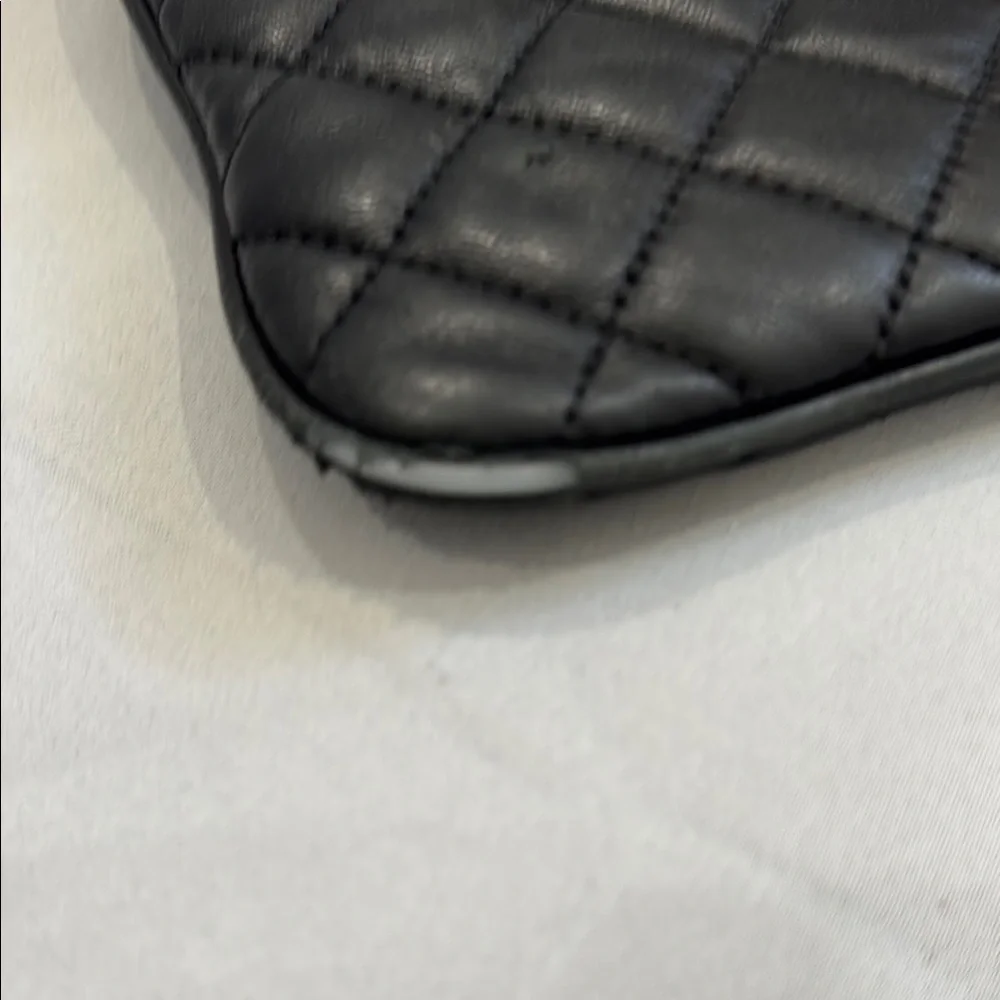 Michael Kors Black and Gold Quilted Leather Clutch